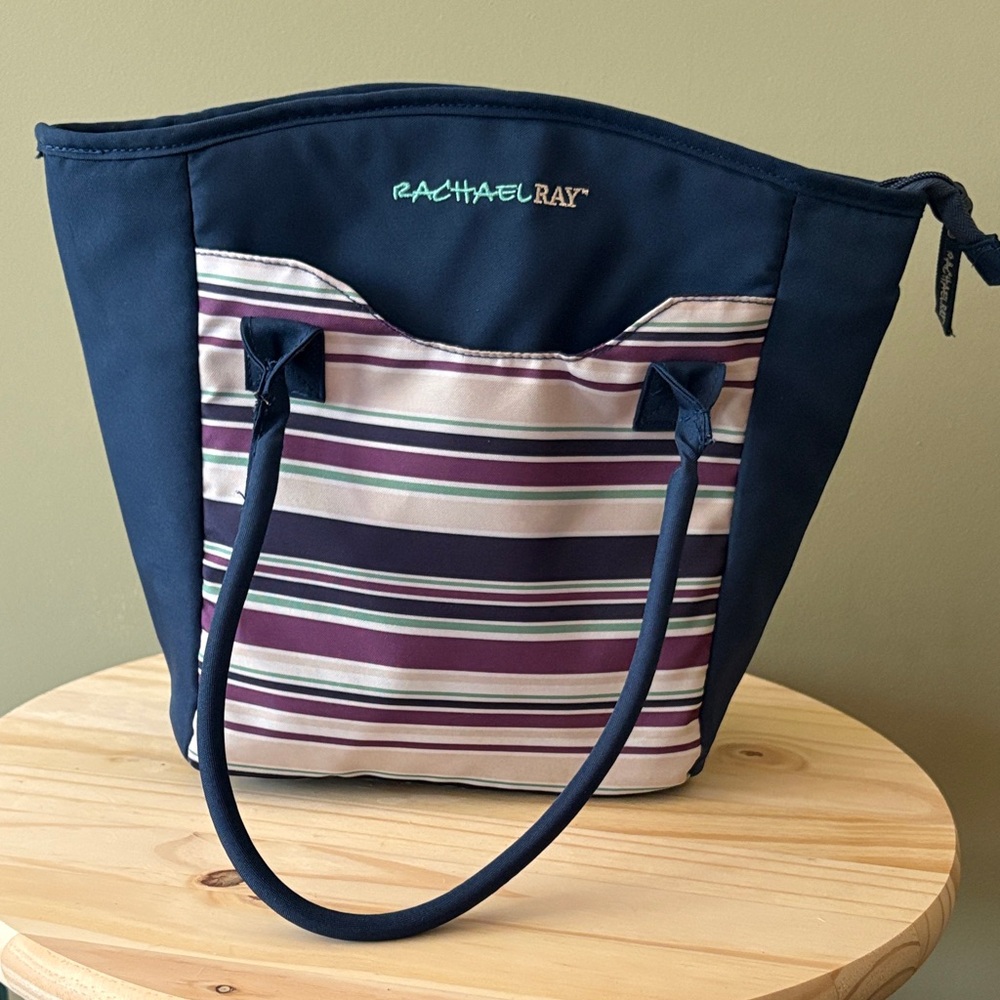 Rachael Ray Navy, Purple and Cream Striped Tote